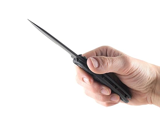 Kershaw Blur,Black Serrated(1670BLKST); Folding Knife with All-Black Body,Partially Serrated 3.4” 14C28N Steel Blade,Anodized Aluminum Handle with Trac-Tec Grip,Reversible Pock lip; 3.9OZ