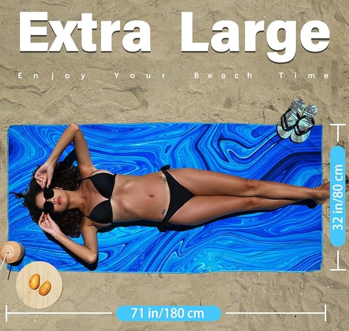 Widdonen Microfiber Beach Towel,Compact 71x32 Inch,Lightweight | Extra Large,Sand Free,Thin,Absorbent,Quick Dry for Camping,Hiking,Swim,Pool,Bath,Picnic,Gym,Cruise Essentials,Adult Gifts