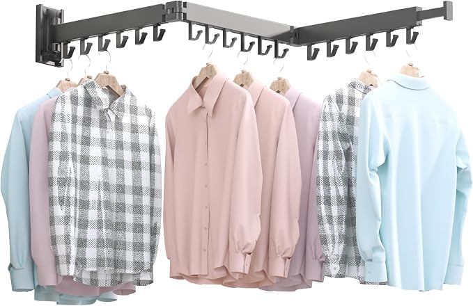 BOQORAD Drying Rack Clothing,Clothes Drying Rack Wall Mounted,Collapsible Hanging Racks for Laundry,Laundry Drying Rack,Wall Mounted Clothes Rack