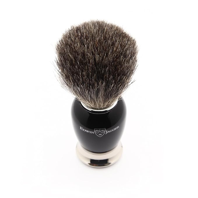 Edwin Jagger S81M586BAMZ Imitation Ebony & Nickel Classic Shaving Set with Pure Badger Shaving Brush, Mach 3 Razor and Shaving Bowl for Shaving Cream or Soap for Men and Women