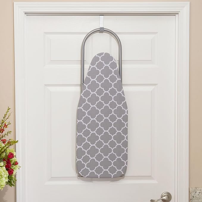 Household Essentials Tabletop Ironing Board, Durable Board with Iron Rest, Includes Door Hang, Perfect for Dorms and Small Spaces, Gray and White