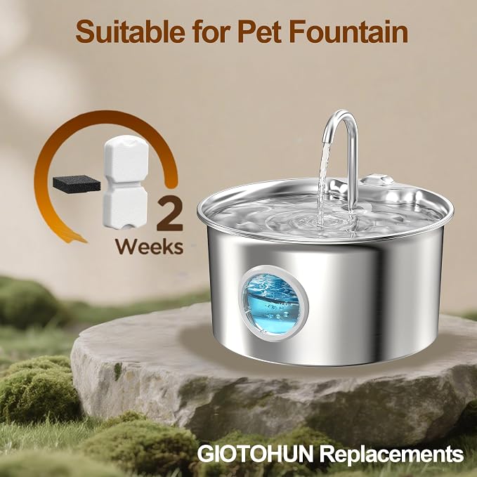 Cat Water Fountain Filters: 40 Cat Fountain Filter Replacement - 10 Months Set of Replacement Filters for ATMZIQXR Pet Fountains S18 - Contains 20 Carbon Filters + 20 Sponges Filters