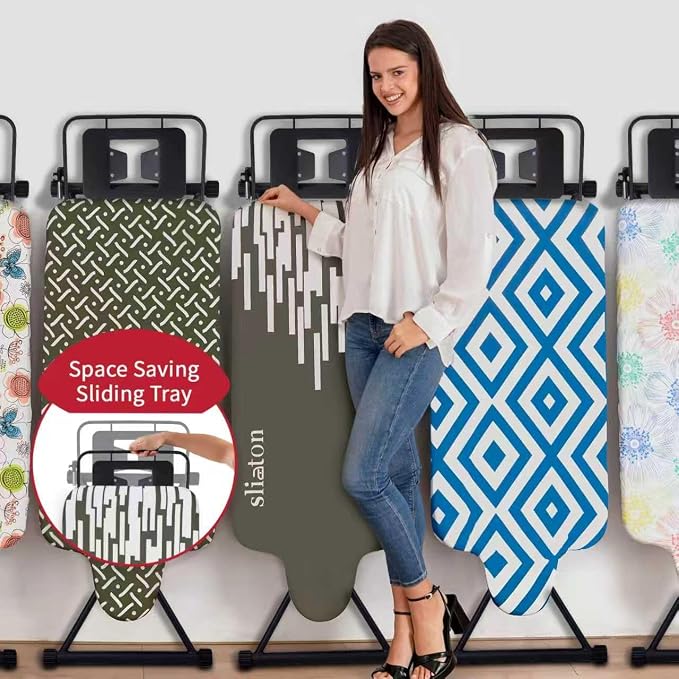 Extra Large Ironing Board with Hang Rail and Iron Rest 64" L x 20" W x 38" H (Large with Sliding Iron Rest)
