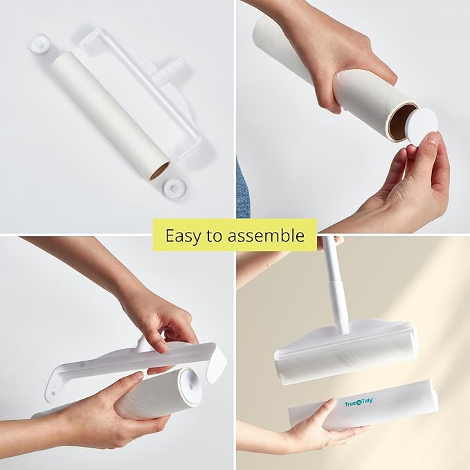 True & Tidy StickyPro XL Lint Roller Value Set with 2 Lint Roller Refills, Heavy-Duty Durable, Adjustable Handle Works Great on Pet Hair, Clothing, Furniture and More, 360 Sheets Total, Refillable