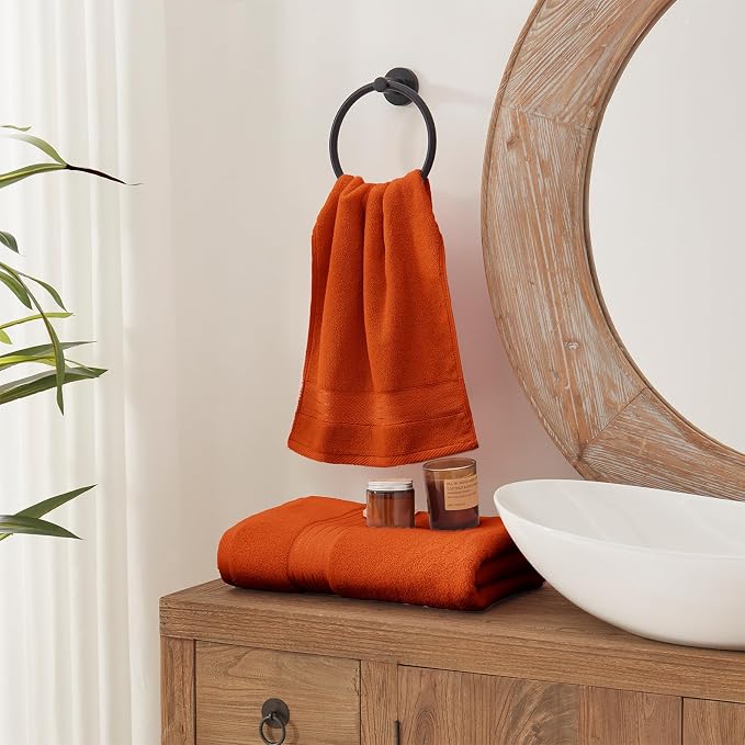 COZYART Luxury Hand Towels 4 PCS, Burnt Orange 100% Turkish Cotton | OEKO-Tex 100 Certified Zero Twist Ring Spun, Soft Absorbent Quick Dry, Plush Fluffy, Breathable Hotel Quality for Daily Use