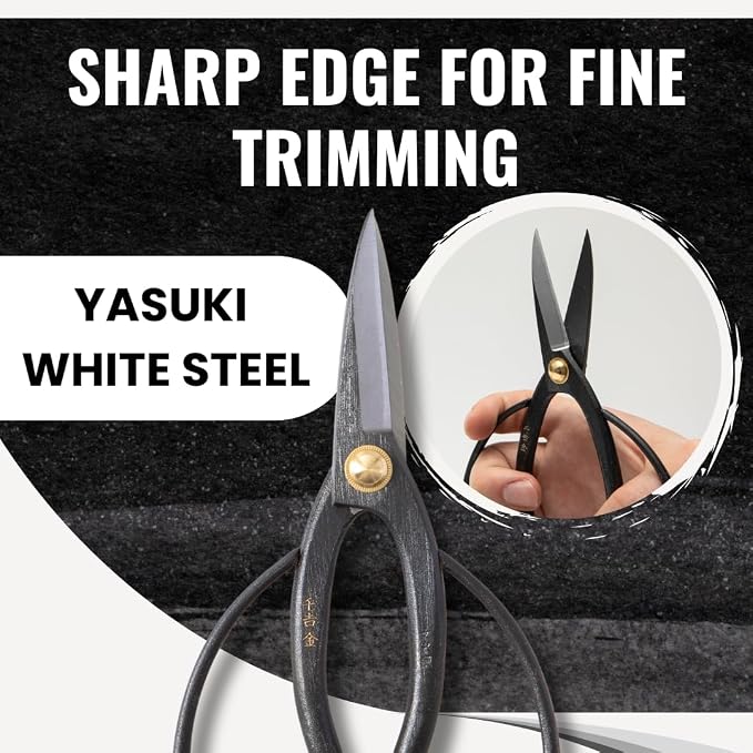 SenkichiKin Bonsai Scissors 7in (180mm) – Made in Japan Pruning Shears, Sharp Carbon Steel for Precision Trimming, Lightweight Tool for Bonsai, Flowers & Indoor Plants, forest Originals