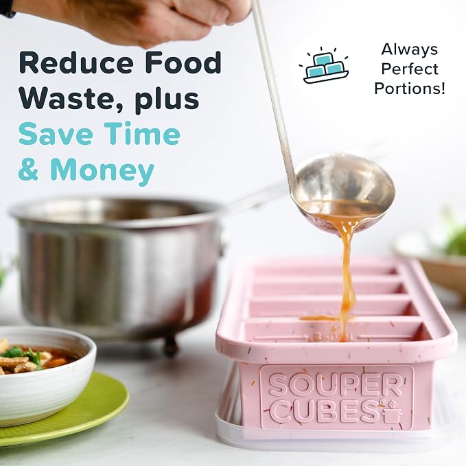 Souper Cubes 1 Cup Silicone Freezer Trays with Lids, Cotton Candy, 2-Pack | 100% Platinum-Cured Silicone Freezer Cubes, Oven and Microwave Safe, Perfect for Freezing Soup, Protein, Grains and More