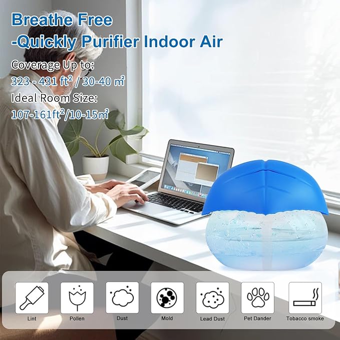 Water-Based Purifier Air Washer, Air Revitalizer & Freshener, Air Fresher with 7 LED Color Changing Light for Rooms (Blue)