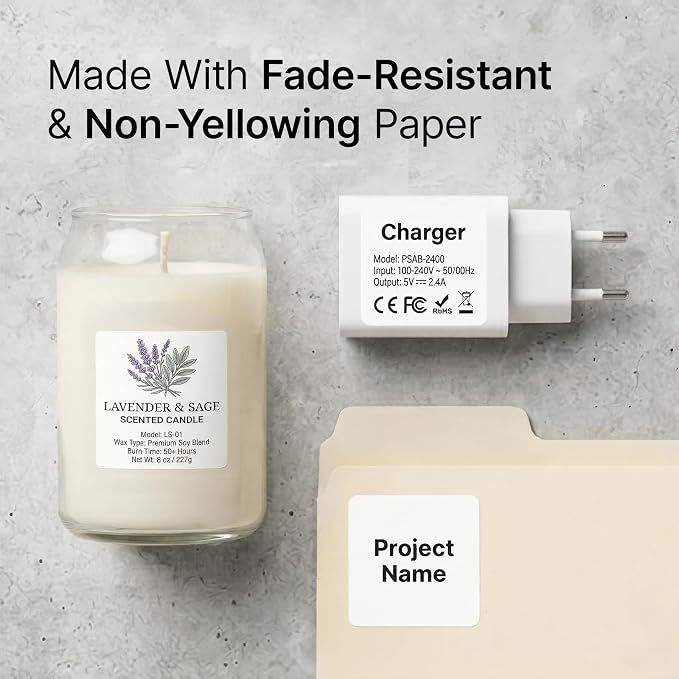 2" X 2" Matte White Printable Labels (250 Sheets, 5000 Stickers) Custom Labels, Logo Stickers, QR Codes for Laser & Inkjet Printers - Spartan Industrial Template S002