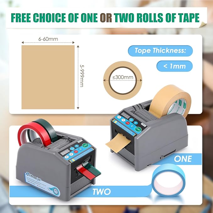 Automatic Tape Dispenser Electric Tape Cutter, 39" MAX Cutting Length, with Manual & Auto Modes, Cutting Various Tapes with 0.24-2.36" Width, for Office Warehouse Use, Package Packing