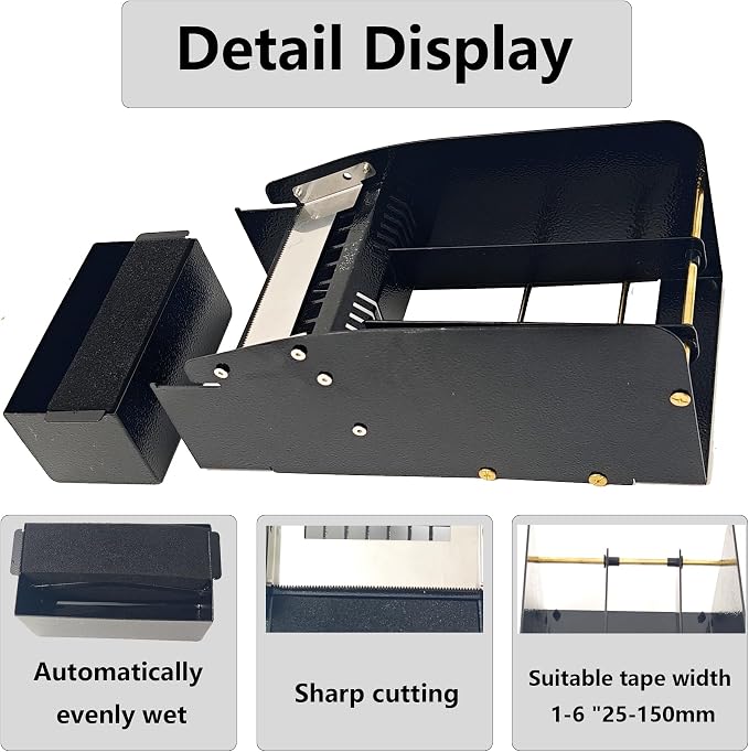 Manual Adjustable Width Kraft Paper Tape Cutter, Suitable for a Maximum of 6-inch Wide Tape, with a Water Brush Cutter, Used for Cardboard Packaging of Express Boxes and Gift Boxes