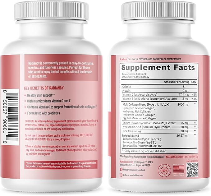 BB Company Radiancy | Vaginal Probiotics for Vaginal Dryness, pH Balance | Fights Itch, Odor | Anti-Aging | Hyaluronic Acid, Probiotics, Vitamin C, Multi Collagen | 3 Pack