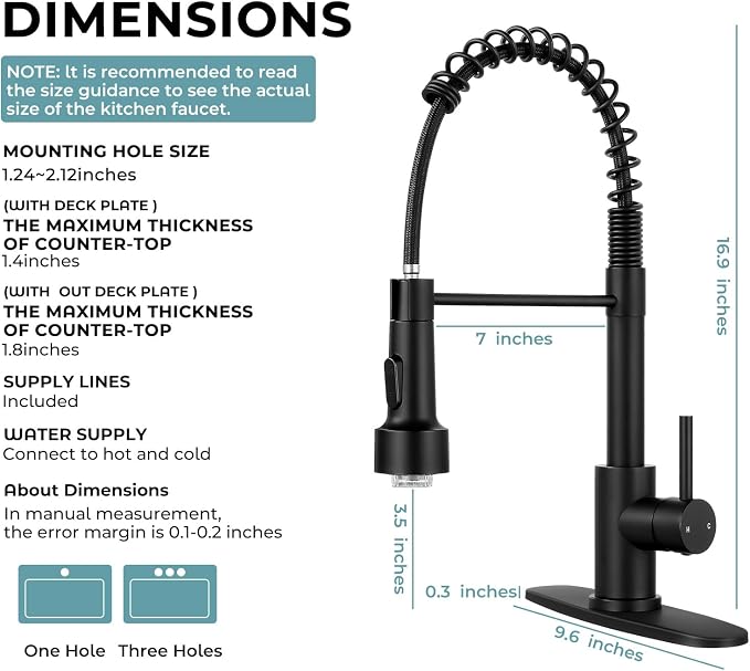 Kitchen Faucet with LED Pull Down Sprayer Matte Black | 2-mode sprayer, 360° high arc spout, 304 SS build, drip-free valve, fingerprint-resistant, DIY install, 500K cycle tested