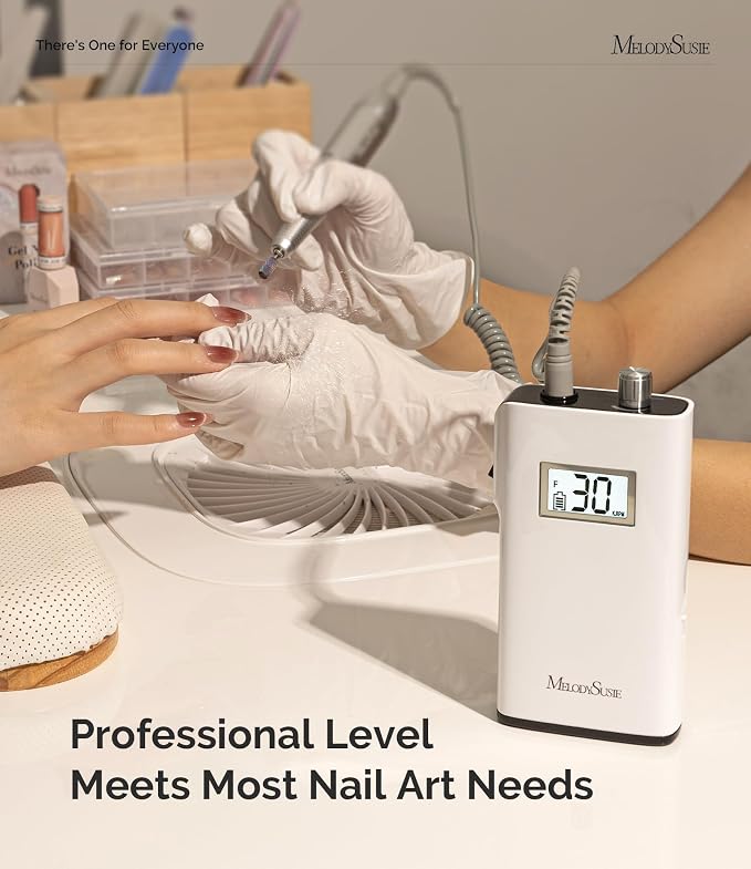 MelodySusie Entry-Level Clip-On Rechargeable Nail Drill, Scamander(SC320H) 30000RPM Popular Classic E-File with LCD Display for Manicure Shaping & Gel Removal, Perfect for Nail Art Training & Home Use