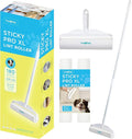 True & Tidy StickyPro XL Lint Roller Value Set with 2 Lint Roller Refills, Heavy-Duty Durable, Adjustable Handle Works Great on Pet Hair, Clothing, Furniture and More, 180 Sheets Total, Refillable