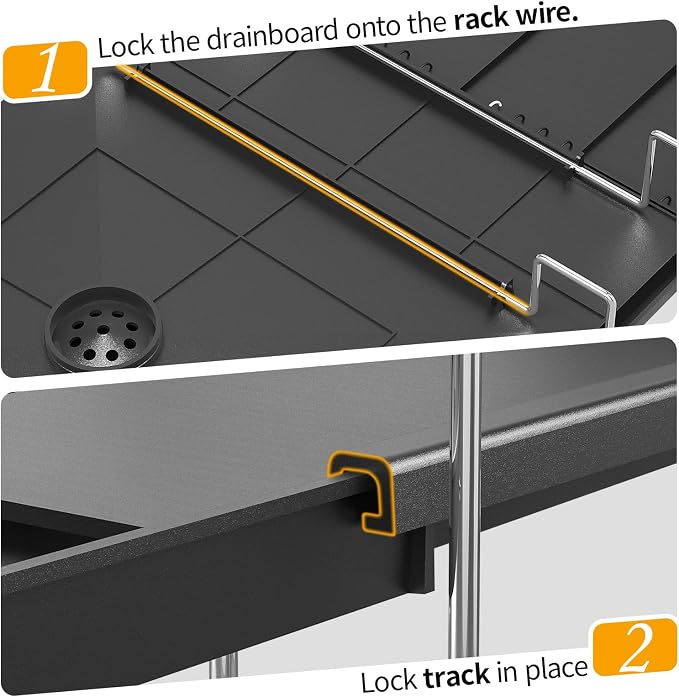 Delamu Large Dish Drying Rack, Stainless Steel Dish Racks for Kitchen Counter, Multifunctional Dish Drainer with Cutlery & Cup Holders, Extendable from 13.4 to 28.7 in, Black