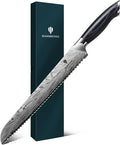 10 inch Bread Knife in Powder Steel, Serrated Bread Knife | for Homemade Bread Sourdough Ultra Sharp Bread Slicer Knives with Ergonomic Pakkawood Handle for Sourdough, Turkey and Fruit