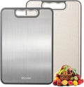1PC Titanium Cutting Boards for Kitchen Chopping Board Double Sided | Cutting Board Set Food Grade 100% Pure Titanium & Wheat Straw PP Cutting Board Easy to Clean [15"x10.4"]