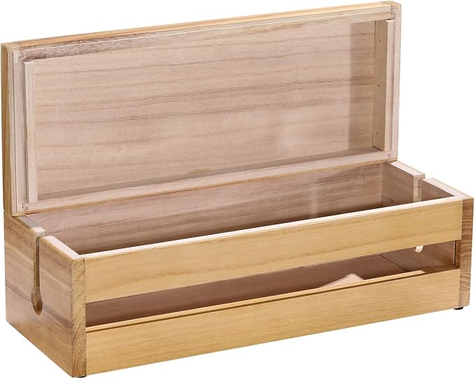Changsuo Cable Management Box Wooden Cord Organizer Box for Extension Cord Power Stripe Surge Protector Wire Management Concealer Organizer Cover Hider for Desktop Home Office Kitchen (Light Natural)