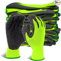 Evridwear Crinkle Latex Rubber Hand Coated Safety Work Gloves for Men Women General Multi Use Construction Warehouse Gardening Assembly Landscaping (X-Large,Green 12 Pairs)