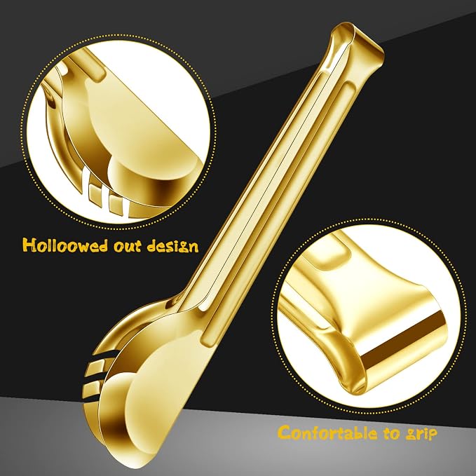 Thenshop 30 Pcs Serving Utensils Set Stainless Steel Flatware Serving Set Include Large Spoons Slotted Spoons Forks Soup Ladle Pie Server and Tongs for Buffet Catering Party Restaurant(Gold)