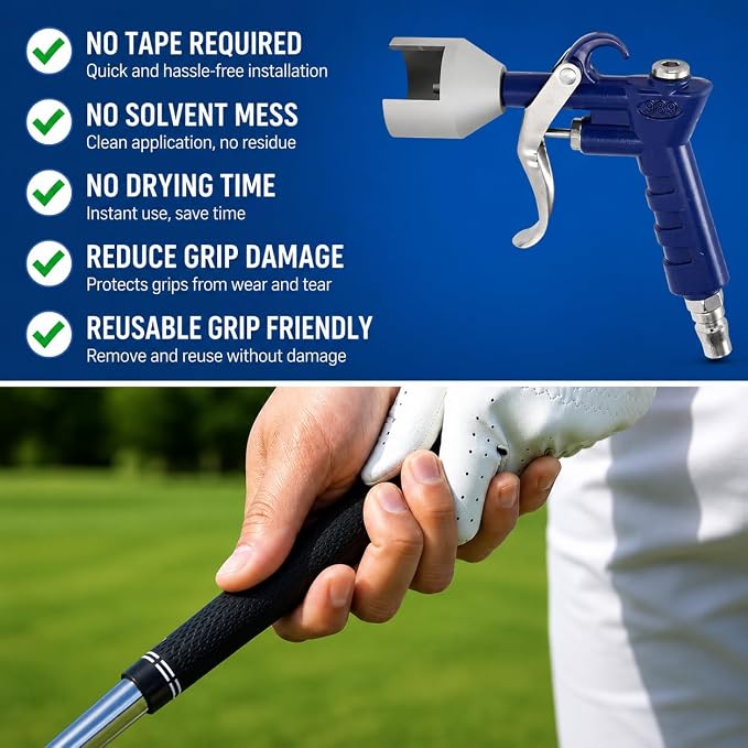 Golf Grip Installation Tool, Air Golf Grip Installer Gun & Removal Tool | No Tape No Solvent Required, for Golf Club Regripping & Grip Removal, Fits Standard Air Compressors (Compressor Not Included)