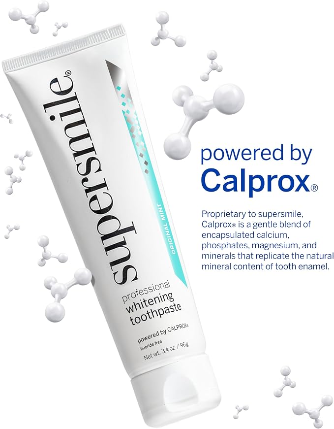 Supersmile Fluoride-Free Whitening System, 3.4 Oz Toothpaste + Accelerator | Whitens 3.6 Shades After 1 Day, RDA 65 Low Abrasion, Original Mint Flavor, Veneer Safe, Sensitivity-Free, SLS-Free