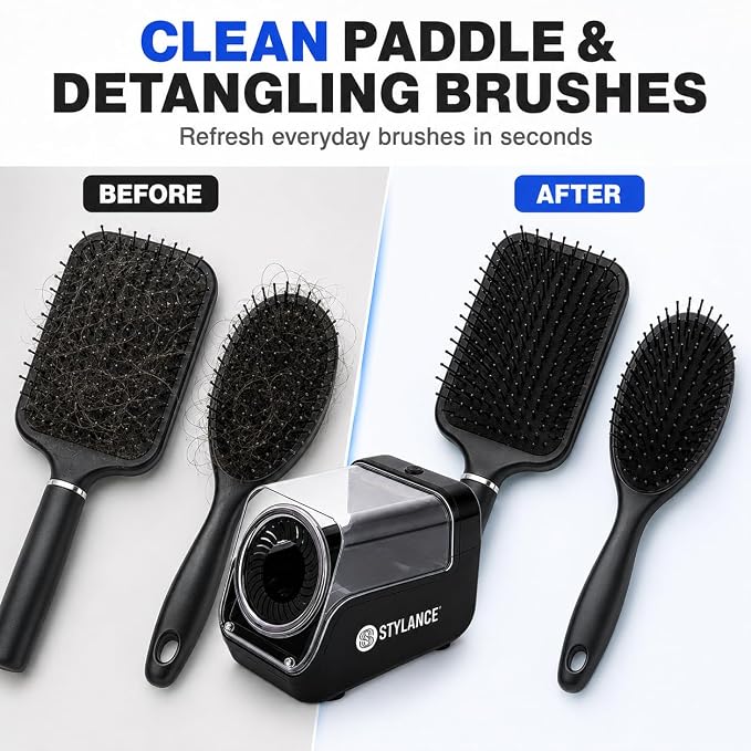 Mini Electric Hair Brush Cleaner for Barbers, Automatic Brush Cleaning Machine with Soft and Hard Bristle Rollers for Hair Brushes, Round Brushes, Clippers, Salon Tools and Home Use