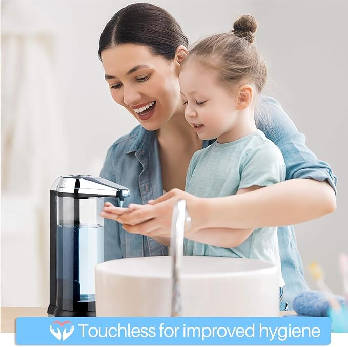 Secura 17oz Automatic Liquid Soap Dispenser, Touchless Battery Operated Hand Soap Dispenser with Adjustable Soap Dispensing Volume Control Dial, Personal Care Dispenser (Chrome)