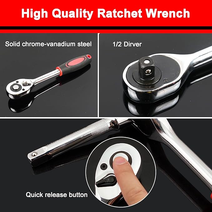 Oil Filter Wrench Tool Set for Toyota Camry Tacoma Tundra Highlander 4Runner Sienna Cruiser 2.5-7.5L Engine, 64mm Oil Filter Wrench + Ratchet Wrench + Extension Rod + 14mm Socket + Gasket