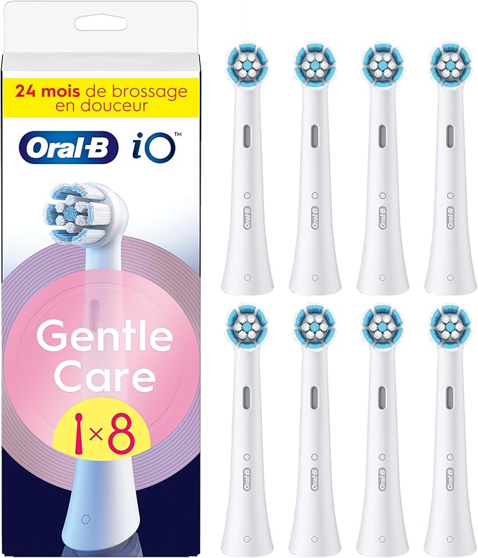 Oral-B iO Gentle Care Series, Genuine Replacement Round Brushes, Suitable for Sensitive Gums, 8