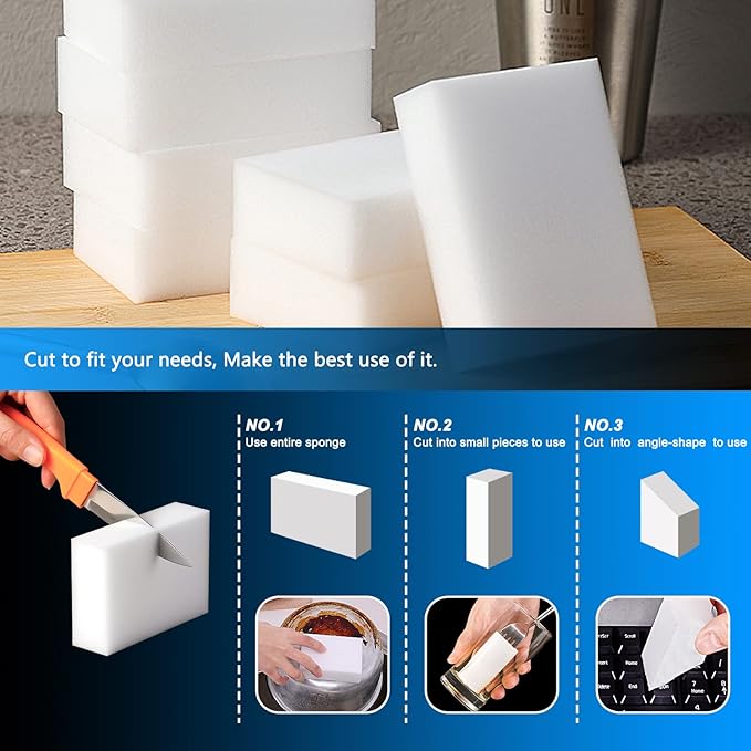 Melamine Sponge, 50Pcs+100Pcs+10Pcs,160pcs in total, Magic Sponge Eraser, Durable Cleaning Foam, Premium Scrubber Pads, for Sinks, Kitchen, Bathroom, Wall, Glass, Shoes, Multi-Purpose Powerful Sponge.
