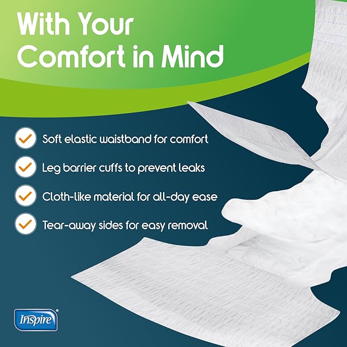 Inspire Adult Diapers Women or Men - MAX Absorbency | Our Most Absorbent and Dry, Incontinence Underwear for Women or Men | Leak Proof Diaper Overnight or Daytime for Heavy