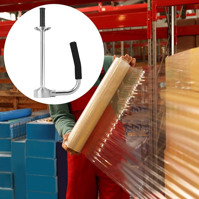 Industrial Stretch Wrap Dispenser, Film Cutters Shrink Wrap Handle | Heavy-Duty Stretch Film Dispenser Holder for Pallet Packing, Wrapping, Adjustable 12-20 Inch