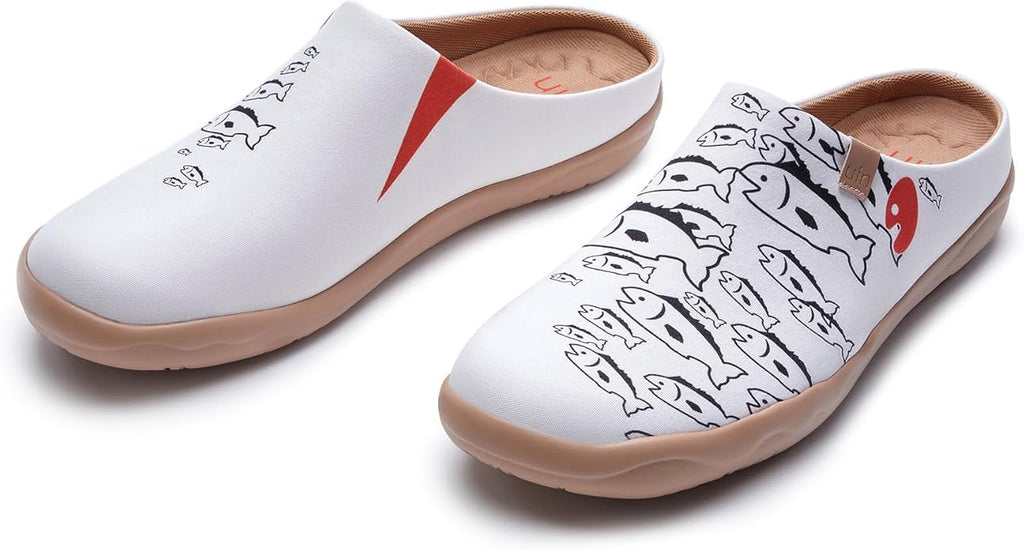 UIN Men's Mules Slipper Loafers Lightweight Mules Walking Casual Clogs Comfort Household Slip Ons Art Painted Travel Shoes Malaga Marine World