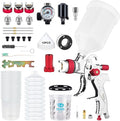 YUZES HVLP Spray Gun Premium Kit, 1.4/1.7/2.0mm Nozzles, Regulator & Filter | For Stable Airflow & Less Moisture, 3 Nozzle Sets, 10 Cup Liners, 600ml Mixing Cup, Adjustable Fan & Fluid, Automotive & DIY