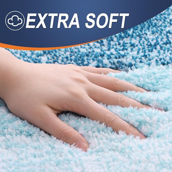 OLANLY Bathroom Runner Rugs Mat 59x20, Extra Soft Absorbent Microfiber Bath Rugs, Rubber Backing, Quick Dry, Washable Long Bath Mats for Bathroom, Tub and Shower, Home Decor Accessories, Peacock Blue