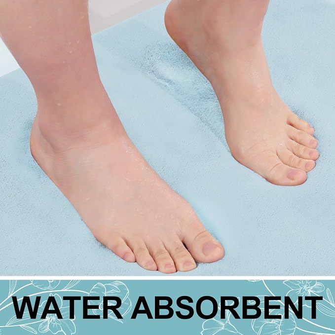 Smiry Memory Foam Bath Mat 36x24, Extra Soft and Absorbent Bathroom Mats, Non Slip Washable Carpet for Floor, Shower and Tub, Sky Blue