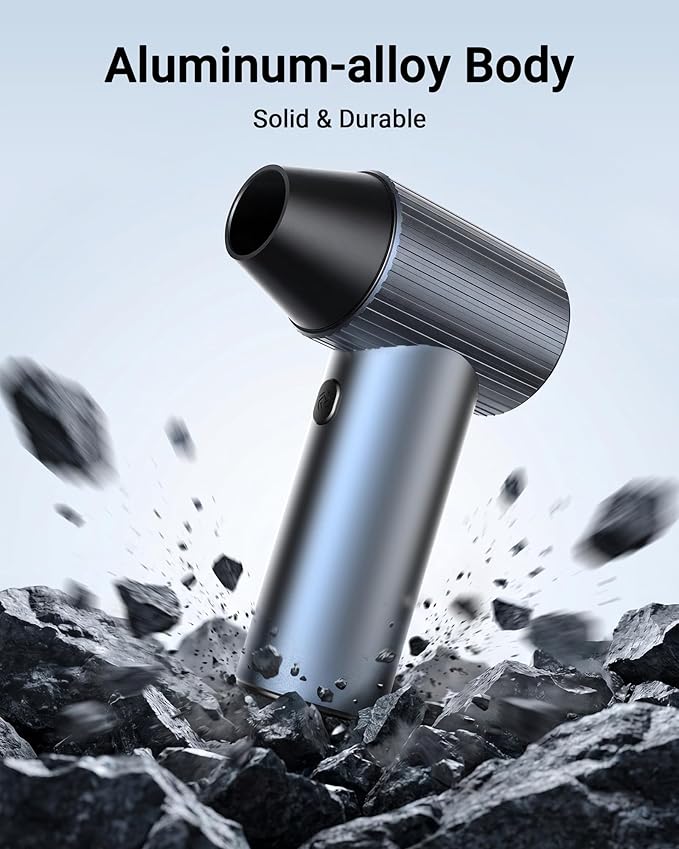 SwiftFlow X7 Compressed Air Duster, Ultra-Powerful Electric Air Duster, 3-Speed Adjustable Rechargeable Cordless Air Blower for Computer, Keyboard, Home, Outdoor and Car