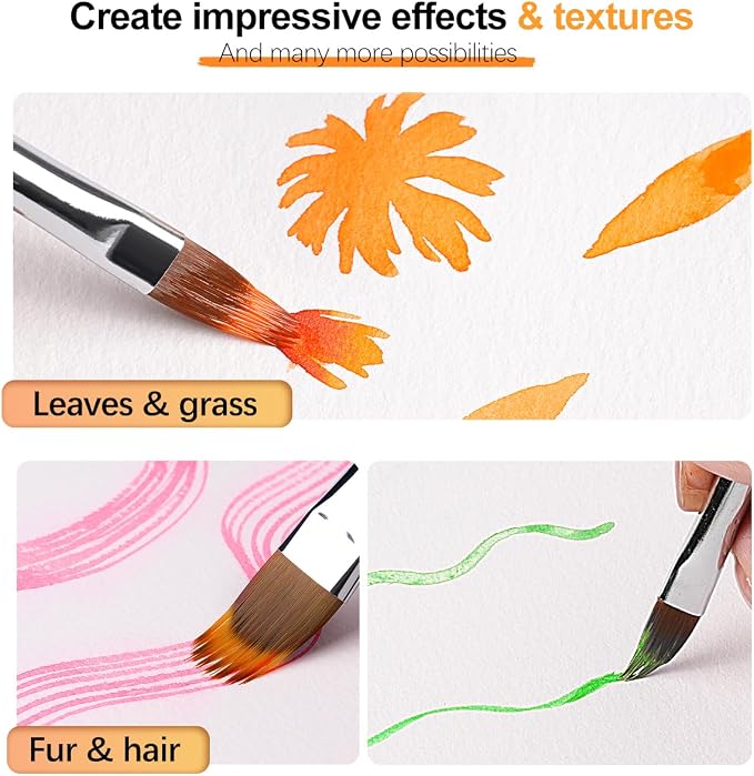 5Pcs Dual-Layer Grainer Paint Brush Set – Fuumuui Texture Comb/Filbert Brushes for Grass, Fur, Trees, Landscape – Synthetic Bristles for Watercolor, Acrylic, Painting Artist Tool