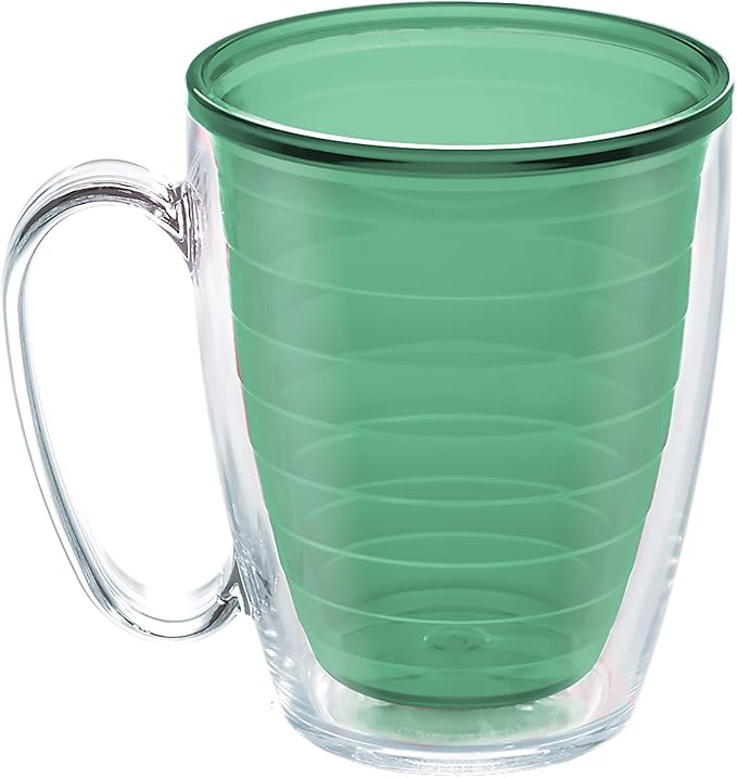 Tervis Clear & Colorful Tabletop Made in USA Double Walled Insulated Tumbler Travel Cup Keeps Drinks Cold & Hot, 16oz Mug, Mangrove Green