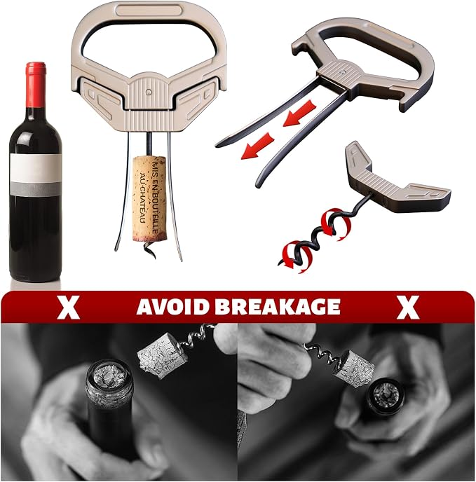 Sleek 3-in-1 Ah So Wine Opener & Two Prong Cork Remover | Vintage cork saver,3-IN-1 versatility,Sleek Design,Sommelier Essential,Portable with Sheath