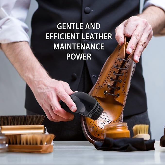 Electric Shoe Shine Kit, Power Upgrades, Sansent Electric Shoe Polisher Brush Shoe Shiner Dust Cleaner Portable Leather Care Kit for Shoes, Bags…