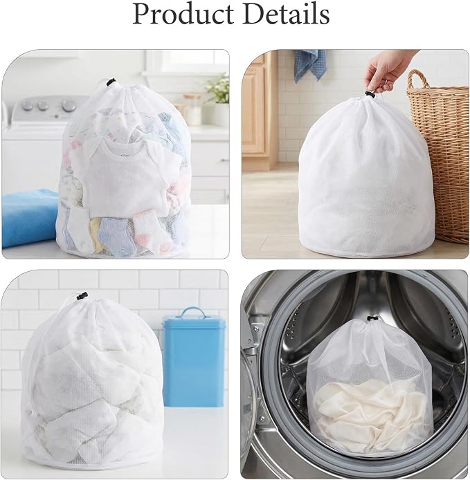 Toddmomy 10pcs Reusable Mesh Laundry Bags with Drawstring Closure 27.6x20in Polyester Clothes Washing Machine Net Organizer for Delicate Socks and Everyday Clothing Multi-purpose Laundry
