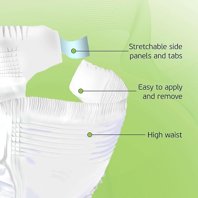 4-5xl Adult Diapers for Women and Men - Case of 32 Bariatric Disposable Briefs with Tabs and Stretchable Side Panels - 100% Breathable with Maximum Absorbency, White
