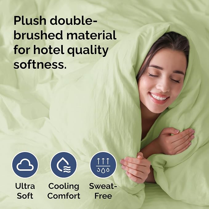 Duvet Cover Cal King Size Set - Extra Soft Cal King Duvet Cover 104" x 98" w/ 2 Pillow Shams for Women, Men, Kids & Teens - Comfy, Breathable, Hotel Luxury w/ Zipper Closures & Ties (Light Sage Green)