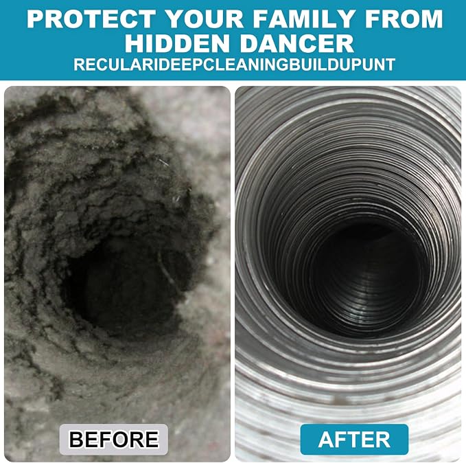 Sealegend 60 Feet Dryer Vent Cleaner Kit/Lint Remover/2×Upgraded Flexible Quick-Snap Brush/Fireplace Chimney Brushes for Easy to Use/Works Well with/Without a Power Drill