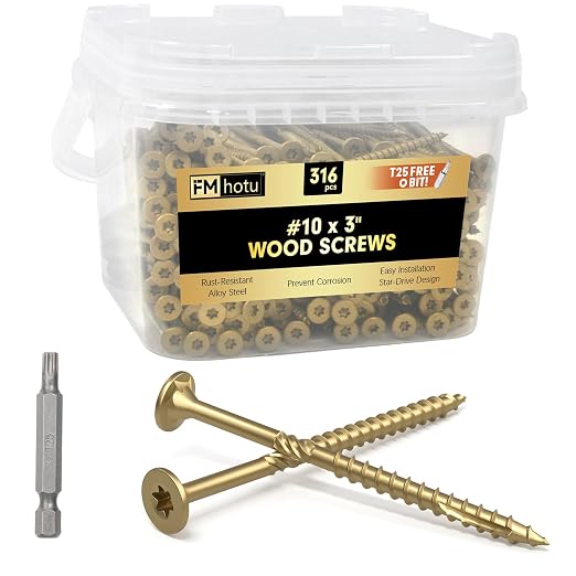 #10 x 3” Deck Screws, 316Pcs Star Drive Wood Screws | Rust Resistant Timber Screws for Timber/Log/Landscaping Wood, T25 Star Bit Included, Gold