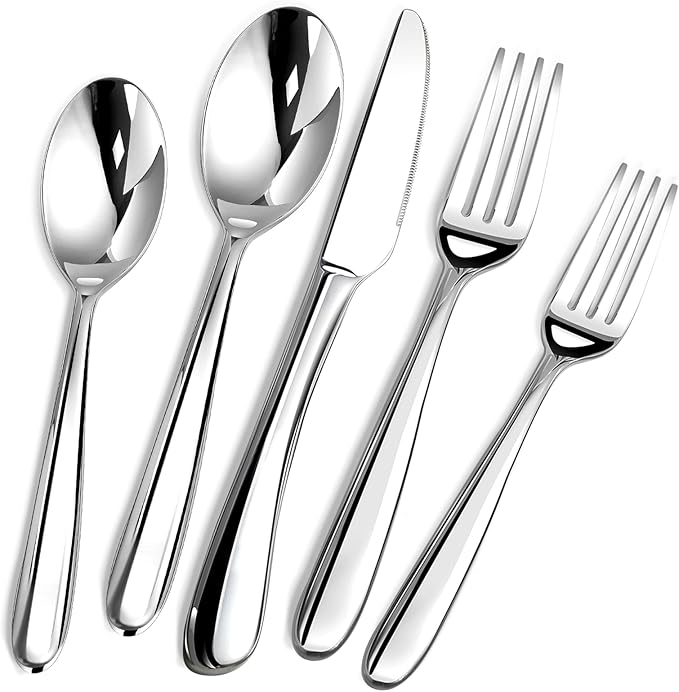 STILLOYE Heavy Duty Silverware Set for 12, 60 Piece Premium Stainless Steel Flatware Utensils Cutlery Set Including Steak Knife Fork and Spoon, Dishwasher Safe, Gift Package for Wedding Housewarming