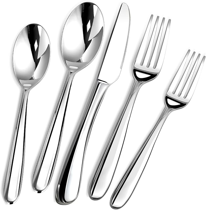 STILLOYE Heavy Duty Silverware Set for 6, 30 Piece Premium Stainless Steel Flatware Utensils Cutlery Set Including Steak Knife Fork and Spoon, Dishwasher Safe, Gift Package for Wedding Housewarming